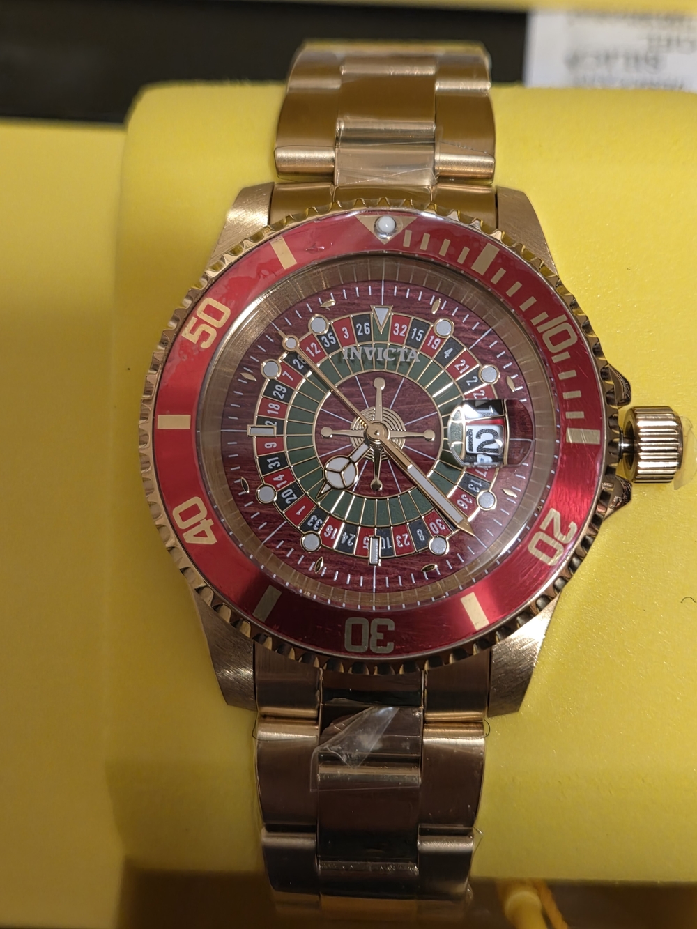 Invicta Men's Rose Gold Watch with Red Dial